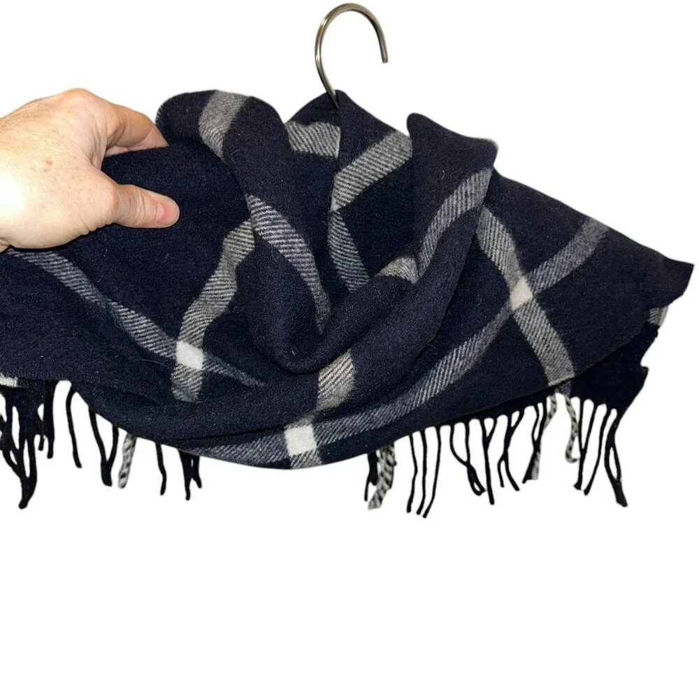 Italian Woolen Treasures super soft cashmere blue white plaid scarf UNISEX